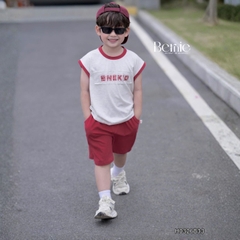 Set bộ cotton áo thun tanktop BNE KID kèm quần short cho bé trai đi chơi đi học size 9 đến 28kg BERNIE H0326B33