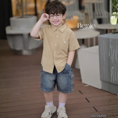 Áo sơ mi tay ngắn cho bé trai thêu khủng long phong cách hàn quốc size 9 tới 27kg BERNIE H0226A05
