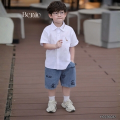 Quần short quần jean cho bé trai họa tiết thêu ngộ nghĩnh đi chơi đi học size 11kg tới 28kg BERNIE KIDS H0226Q12
