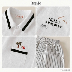 Set bộ sơ mi tay ngắn cho bé trai phối màu họa tiết Summer kèm quần short size 9 đến 25kg BERNIE H1225B15Đ