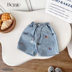  Quần short quần jean thêu Cún dễ thương cho bé trai đi chơi đi học size 11kg tới 28kg BERNIE KIDS T0326Q15