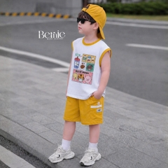 Quần short quần thun cotton sắc màu cho bé trai đi chơi đi học mặc nhà size 1 tới 7 tuổi BERNIE H0326B03Đ