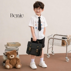 Set sơ mi 3CT Little Charm cho bé trai áo sơ mi và quần short kèm cà vạt rời size 9 tới 28kg BERNIE T0326B31