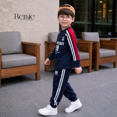 Set bộ dài tay áo thun raplang phối màu họa tiết Bernieboys kèm quần dài cho bé trai size 9 tới 26kg BERNIE V0426B35