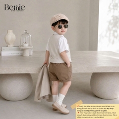 Set bộ vest gile Hoàng gia cho bé trai áo sơ mi tay ngắn phối gile kèm quần và cà vạt 1 đến 7 tuổi BERNIE T0126B06Đ 