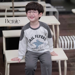 Set bộ thun dài tay áo phối màu Dino Team kèm quần dài cho bé trai size 9 tới 25kg BERNIE H0426B17