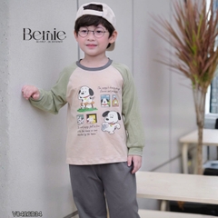 Set bộ dài tay cho bé trai áo thun raplang phối màu Dog ngộ nghĩnh kèm quần dài size 9 tới 26kg BERNIE V0426B34
