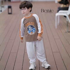 Set bộ dài tay áo thun raplang phối màu Space Dog kèm quần dài cho bé trai size 9 tới 25kg BERNIE T0526B19