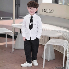 Set bộ sơ mi dài tay WARM LITTER DAYS áo sơ mi kèm quần kaki dài phối cà vạt cho bé trai 9 đến 28kg BERNIE V0526B23