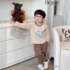 Set bộ dài tay áo thun raplang phối màu Little Riders kèm quần dài cho bé trai size 9 tới 25kg BERNIE H0426B20