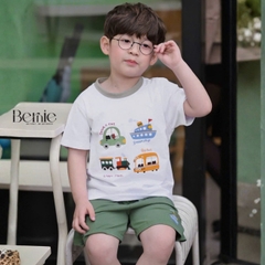 Áo thun áo phông tay ngắn chất thun cotton họa tiết Travel vui tươi cho bé trai size 9 tới 28kg BERNIE T1025B70