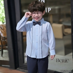 Set sơ mi Little Gentleman áo tay dài quần kaki kèm nơ cổ cho bé trai 9 tới 25kg BERNIE H0526B46