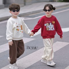 Quần dài nỉ thu đông phối viền phối màu thêu Cozy cho bé trai phong cách size 11 tới 28kg BERNIE H0526Q10