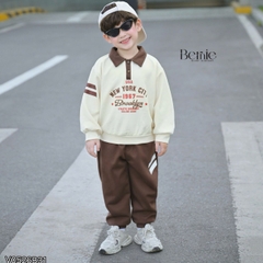 Set bộ polo thu đông cho bé trai áo polo tay dài phối sọc Brooklyn kèm quần dài size 9 tới 26kg BERNIE V0526B31