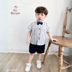 Set bộ quần áo set sơ mi ngắn tay công tử bé trai đính nơ rời mặc sinh nhật đi chơi đi tiệc 1 đến 7 tuổi BERNIE
