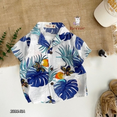 Áo sơ mi đũi đi biển cho bé trai bé gái họa tiết nổi bật áo đi chơi sành điệu 1 đến 7 tuổi BERNIE