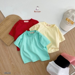 Áo phông trơn basic ngắn tay unisex cho bé trai bé gái cotton 4 chiều nhiều màu Bernie 1 đến 7 tuổi