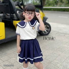 Bộ đồ thun Polo cho bé trai bé gái đồng phục BERNIE thủy thủ quần short ngắn chân váy xếp ly 8-30kg H0924B04