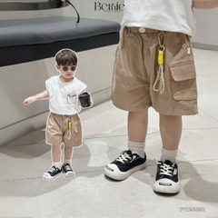 Quần short quần kaki đùi phối túi hộp 1 bên cho bé trai đi chơi đi học size 9 tới 28kg BERNIE P1124Q51