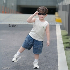 Áo thun áo ba lỗ cho bé trai thun cotton bozip thêu cún dễ thương size 1 đến 7 tuổi BERNIE T0225A24