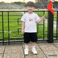 Áo thun tay ngắn unisex cho bé trai bé gái họa tiết in chữ Độc lập - Tự do size 9 tới 25kg BERNIE H0425A57