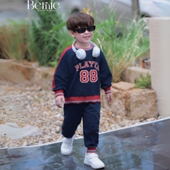 Set bộ dài thể thao chất thun cotton họa tiết hình in Player 88 kèm quần dài cho bé trai size 1 đến 7 tuổi BERNIE T0325B33