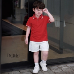 Set bộ polo tay ngắn cổ bo dệt khóa kéo kèm quần short cho bé trai size 1 đến 7 tuổi BERNIE H0725B59