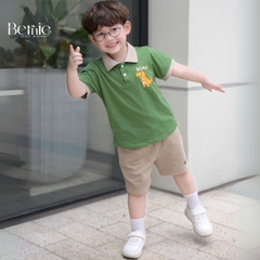 Set bộ polo tay ngắn họa tiết khủng long và ô tô kèm quần short đùi bé trai 9 tới 28kg BERNIE T0725B61