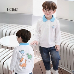 Áo thun áo polo tay dài họa tiết hình in Khủng long cho bé trai 1 đến 7 tuổi BERNIE H0425A51