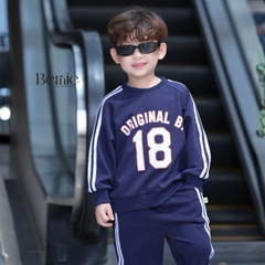 Set bộ dài thể thao unisex họa tiết hình in Double kèm quần dài cho bé trai bé gái size 9 tới 28kg BERNIE T0625B35