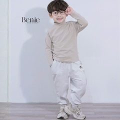 Áo giữ nhiệt cổ cao 3 phân dài tay basic màu trơn cho bé trai bé gái chất thun cotton 9 đến 28kg BERNIE T0725A45