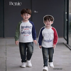 Áo thun áo phông cho bé trai tay dài raplang họa tiết ô tô size 9 đến 28kg BERNIE H0725A27