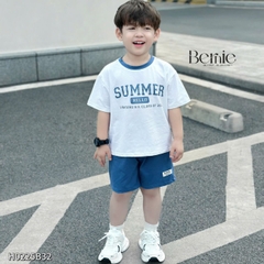 Set đồ thun tay ngắn basic phối màu cho bé trai mùa hè Hello summer size 1 đến 7 tuổi BERNIE H0225B32