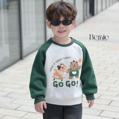Áo thun Sweater Brit tay dài raplang phối màu họa tiết hoạt hình cho bé trai bé gái 1 đến 7 tuổi BERNIE T0625A07