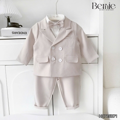 Set bộ vest hoàng gia 6 chi tiết dài tay màu nâu bé trai đi tiệc đi sự kiện size 9 tới 28kg BERNIE H0725B71