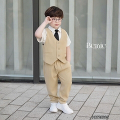  Set vest gi lê cộc tay quần dài Luxe 4 chi tiết cho bé trai phong cách Hàn quốc size 8 tới 25kg BERNIE H0725B85