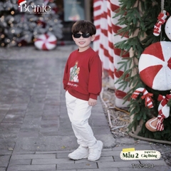 Áo Noel màu đỏ áo thun Giáng sinh dài tay cho bé trai bé gái size 1 đến 7 tuổi BERNIE T1025A04