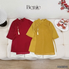 Set áo dài cách tân kèm quần cho bé trai chất lụa vân Thiên tử mặc Tết size 9 đến 25kg BERNIE H0925B11