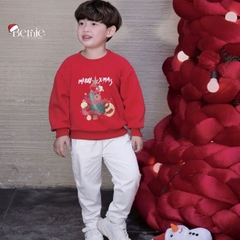 Áo Noel màu đỏ áo thun Giáng sinh cho bé trai bé gái tay dài chất nỉ 2 da size 1 đến 7 tuổi BERNIE H1025A43