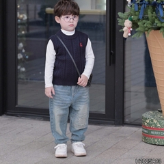 Áo gile len dệt unisex bé trai bé gái phối hình thêu Tuần lộc phong cách hàn quốc 1 đến 7 tuổi BERNIE H1025A13