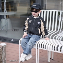 Áo khoác gió 2 lớp áo bomber phong cách thể thao họa tiết thêu cho bé trai bé gái size 9 đến 25kg BERNIE H0825A35