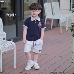Set bộ polo tay ngắn họa tiết khủng long và ô tô kèm quần short đùi bé trai 9 tới 28kg BERNIE T0725B61