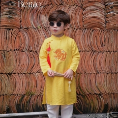 Set áo dài bé trai áo chất tafta tre thêu rồng phối khánh kèm quần dài kaki size 9 đến 25kg BERNIE H0925B40Đ