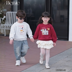 Áo thun áo nỉ lót lông tay dài họa tiết nghộ nghĩnh nhiều màu cho bé trai bé gái size 11 tới 28kg BERNIE H1025A49