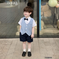  Set vest gi lê tay ngắn 4 chi tiết phối màu Classic Boy cho bé trai phong cách Hàn quốc size 8 tới 25kg BERNIE T1025B03