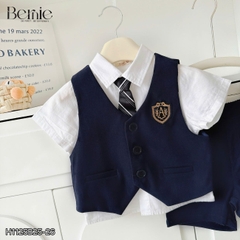 Set vest gile đồng phục đôi học sinh phong cách hàn quốc cho bé trai bé gái kèm cà vạt size 9 tới 28kg BERNIE H1125B25
