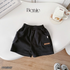 Set bộ tay ngắn raplang phối tay áo kẻ họa tiết Original kèm quần short da cá cho bé trai 1 đến 7 tuổi BERNIE H1125B27