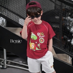 Set bộ khủng long Big Player cho bé trai áo tay ngắn raplang kèm quần short kaki bé trai 9 tới 28kg BERNIE H1125B32