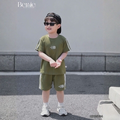 Set bộ thể thao cotton áo tay ngắn thêu Bernie Boy kèm quần short cho bé trai bé gái size 1 đến 7 tuổi H1125B34