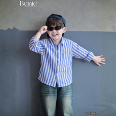 Áo sơ mi kẻ sọc dài tay phong cách STREET màu đỏ màu vàng màu xanh cho bé trai size 9kg tới 25kg BERNIE H1025B77Đ 